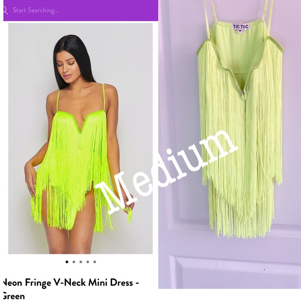 Neon fringe club dress